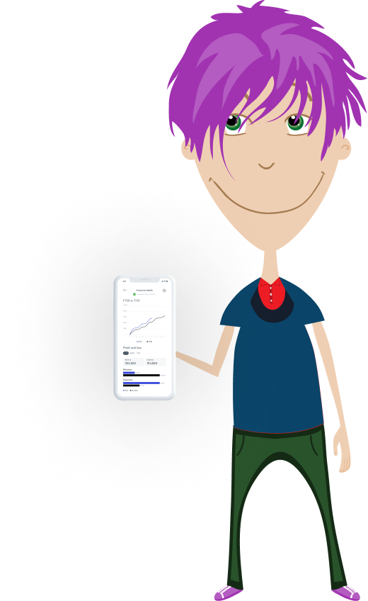 Sensar CO2 Melder Karikatur mit Smart Phone App in der Hand